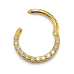 14K Gold 16G Nose Septum Clicker, Daith ring, Conch, Helix hoop Body Jewellery Piercing with Gem Crystal Set - Diameter size 8mm