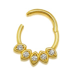 14K Gold 16G Clicker Hoop Rings for Nose Septum, daith, helix Piercing Body Jewellery with Gem Crystal Hand Set - Diameter size 8mm