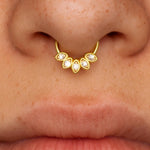 14K Gold 16G Clicker Hoop Rings for Nose Septum, daith, helix Piercing Body Jewellery with Gem Crystal Hand Set - Diameter size 8mm