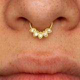 14K Gold 16G Clicker Hoop Rings for Nose Septum, daith, helix Piercing Body Jewellery with Gem Crystal Hand Set - Diameter size 8mm