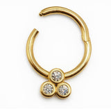 14K Gold Clicker Hoop Ring Piercing 16G Body Jewellery Septum, Daith, Helix with Gem Crystal - Diameter size 8mm - Sold Individually