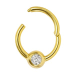 14K Gold Clicker Ball hoop Nose ring 16G Segment Hinged Ring for Septum, Daith, Cartilage Body Jewellery with Gemstones - Diameter size 8mm