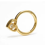 14K Gold Heart Daith Clicker Ring, Septum Nose Hoops, Tragus, Helix 16G Body Jewellery with Gemstones - Inner Diameter size 8mm