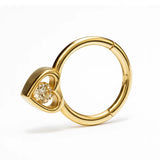 14K Gold Heart Daith Clicker Ring, Septum Nose Hoops, Tragus, Helix 16G Body Jewellery with Gemstones - Inner Diameter size 8mm