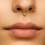 14K Gold Heart Daith Clicker Ring, Septum Nose Hoops, Tragus, Helix 16G Body Jewellery with Gemstones - Inner Diameter size 8mm