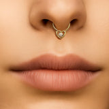 14K Gold Heart Daith Clicker Ring, Septum Nose Hoops, Tragus, Helix 16G Body Jewellery with Gemstones - Inner Diameter size 8mm