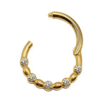14K Gold Septum Clicker Unique Style Hoops for Nose, Daith cartilage 16G Segment Hinged Ring with Gemstones - Inner Diameter size 8mm