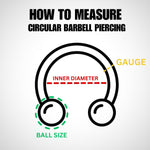 14K Gold Horseshoe Barbell, 16G Circular Barbell with Dangle Charm Gemstone Piercing for Septum - Inner Diameter size 8mm - 1pc each order