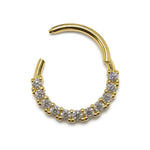 14K Gold 16G Septum Hinged Ring, Conch, Daith, Helix hoop Body Jewellery Piercing with Prong Set Gem Crystals - Sold Individually