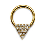 14K Gold 16G Triangular Daith Ring, Nose Septum, Conch, Helix hoop Body Jewellery Piercing with Prong Set Gem Crystals - Diameter size 8mm