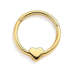 14K Gold 16G Clicker Hoops, Dainty Heart Piercing for Nose Septum, Daith Ring, Helix, Conch Body Jewellery - Sold Individually