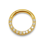 14K Gold 16G Nose Septum Clicker, Daith ring, Conch, Helix hoop Body Jewellery Piercing with Gem Crystal Set - Diameter size 8mm