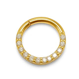 14K Gold 16G Nose Septum Clicker, Daith ring, Conch, Helix hoop Body Jewellery Piercing with Gem Crystal Set - Diameter size 8mm
