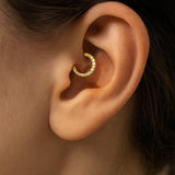 14K Gold 16G Nose Septum Clicker, Daith ring, Conch, Helix hoop Body Jewellery Piercing with Gem Crystal Set - Diameter size 8mm