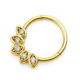 14K Gold 16G Clicker Hoop Rings for Nose Septum, daith, helix Piercing Body Jewellery with Gem Crystal Hand Set - Diameter size 8mm