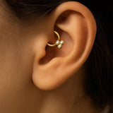 14K Gold Clicker Hoop Ring Piercing 16G Body Jewellery Septum, Daith, Helix with Gem Crystal - Diameter size 8mm - Sold Individually