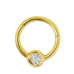 14K Gold Clicker Ball hoop Nose ring 16G Segment Hinged Ring for Septum, Daith, Cartilage Body Jewellery with Gemstones - Diameter size 8mm