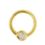 14K Gold Clicker Ball hoop Nose ring 16G Segment Hinged Ring for Septum, Daith, Cartilage Body Jewellery with Gemstones - Diameter size 8mm