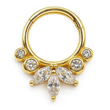 Elegant 14K Gold Clicker Nose Ring Septum, Daith Hoop, tragus, helix cartilage 16G Body Jewellery with Gemstones - Inner Diameter size 8mm