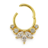 Elegant 14K Gold Clicker Nose Ring Septum, Daith Hoop, tragus, helix cartilage 16G Body Jewellery with Gemstones - Inner Diameter size 8mm