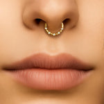 14K Gold Septum Clicker Unique Style Hoops for Nose, Daith cartilage 16G Segment Hinged Ring with Gemstones - Inner Diameter size 8mm