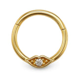 14K Gold Clicker Ring Lip design Hoops for Nose Septum, Daith cartilage 16G Segment Hinged with Gemstones - Inner Diameter size 8mm