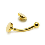 14K Gold Flat top Cylinder Internal Threaded Curved Barbell Piercing for Eyebrow, Belly, Daith, Vertical Lip Bar 16G 14G Body Jewellery