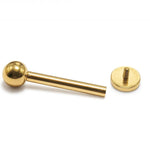 14K Gold Tongue Piercing Barbell with Cylinder Flat top Internally Threaded - Straight Bar 16G 14G Body Jewellery