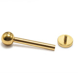 14K Gold Tongue Piercing Barbell with Cylinder Flat top Internally Threaded - Straight Bar 16G 14G Body Jewellery