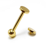 14K Gold Tongue Piercing Barbell with Cylinder Flat top Internally Threaded - Straight Bar 16G 14G Body Jewellery