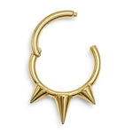 14K Gold Spike Clicker Hoop Ring for Nose Septum, Daith Piercing 16G Body Jewellery - Inner Diameter size 8mm