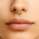 14K Gold Spike Clicker Hoop Ring for Nose Septum, Daith Piercing 16G Body Jewellery - Inner Diameter size 8mm