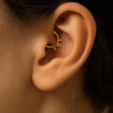 14K Gold Spike Clicker Hoop Ring for Nose Septum, Daith Piercing 16G Body Jewellery - Inner Diameter size 8mm