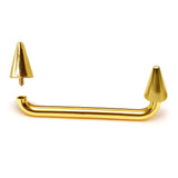 14K Gold Cone/Spike Surface Barbell Dermal Staple Piercing Internally Threaded 16G 14G Body Jewellery for Skin, Collar Bone, Nape