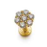 14K Gold Labret Stud Flower Lip Piercing Philtrum, Tragus, Helix, Cartilage 16G Body Jewellery Internally Threaded
