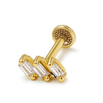 14K Gold Labret Stud Lip Piercing, Tragus, Helix, Cartilage with Gemstones 16G Body Jewellery Internally Threaded