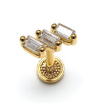 14K Gold Labret Stud Lip Piercing, Tragus, Helix, Cartilage with Gemstones 16G Body Jewellery Internally Threaded