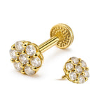14K Gold Labret Stud Flower Lip Piercing Philtrum, Tragus, Helix, Cartilage 16G Body Jewellery Internally Threaded
