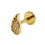 14K Gold Angel Wing Labret Stud Lip Piercing, Tragus, Helix, Cartilage 16G Body Jewellery Internally Threaded