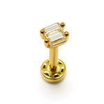 14K Gold Labret Bar Stud Lip Piercing, Philtrum Tragus, Helix, Cartilage with Gemstones 16G Body Jewellery Internally Threaded