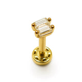 14K Gold Labret Bar Stud Lip Piercing, Philtrum Tragus, Helix, Cartilage with Gemstones 16G Body Jewellery Internally Threaded