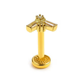 14K Gold Lip Stud Minimalist Piercing, Philtrum Tragus, Helix, Cartilage with Gemstones 16G Body Jewellery Internally Threaded
