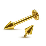 14K Gold Unique Spike/Cone Labret Stud Lip Piercing, Tragus, Helix, Cartilage 16G Body Jewellery Internally Threaded