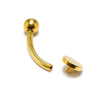 14K Gold Flat top Cylinder Internal Threaded Curved Barbell Piercing for Eyebrow, Belly, Daith, Vertical Lip Bar 16G 14G Body Jewellery