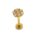 14K Gold Labret Stud Flower Lip Piercing Philtrum, Tragus, Helix, Cartilage 16G Body Jewellery Internally Threaded
