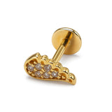 14K Gold Angel Wing Labret Stud Lip Piercing, Tragus, Helix, Cartilage 16G Body Jewellery Internally Threaded