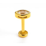 14K Gold Eye Shape Labret Stud Lip Piercing Philtrum, Tragus, Helix, Cartilage 16G Body Jewellery Internally Threaded