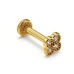 14K Gold Flower 16G Labret Stud Lip Piercing with Gemstones Philtrum, Tragus, Helix, Cartilage Body Jewellery Internally Threaded