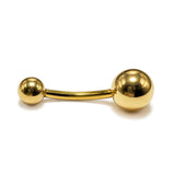 14K Gold Curved Barbell Belly Bar: 14G Navel Piercing with Bottom Hollow Ball