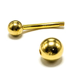 14K Gold Curved Barbell Belly Bar: 14G Navel Piercing with Bottom Hollow Ball